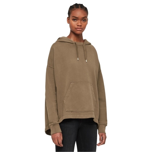All Saints Etienne Hoodie in Olive Green 100% Organic Cotton Size M/L - Picture 2 of 9